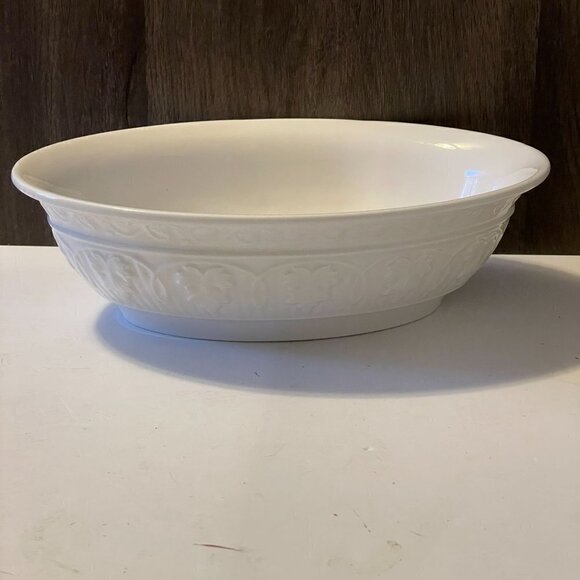 Lenox White Linen 10.5" Oval Vegetable Open Serving Bowl Bone China Made in USA - Picture 5 of 7
